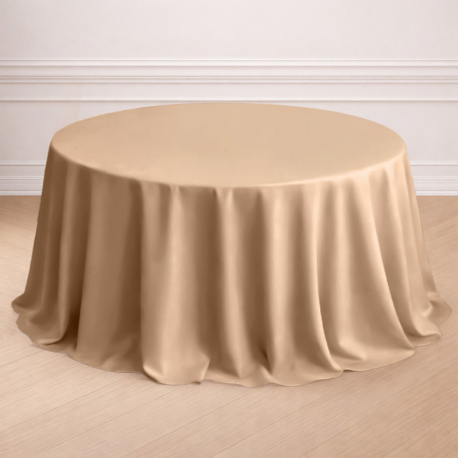 Nude Polyester Seamless Round Tablecloth 132 Inch