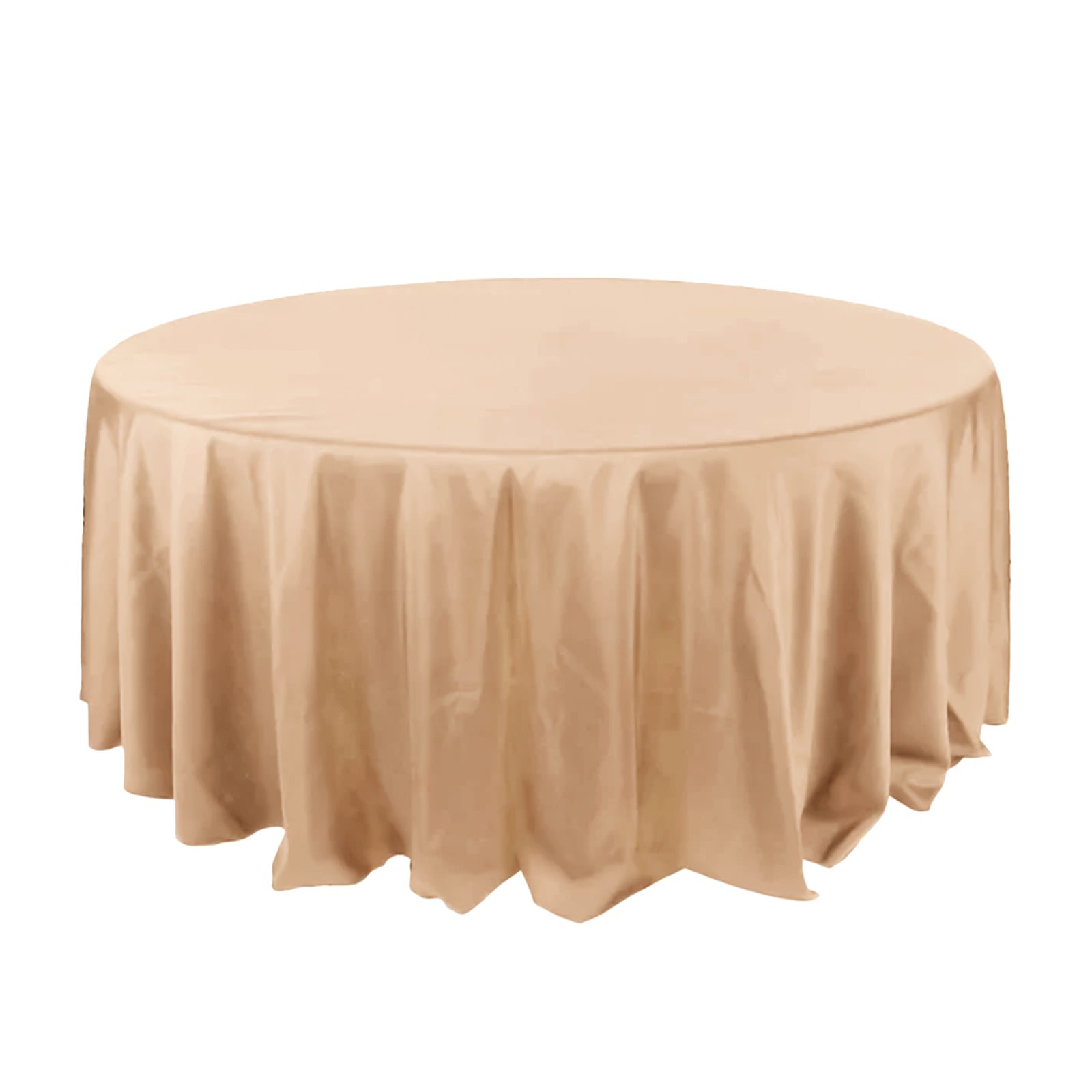 132 Inch Seamless Nude Polyester Round Tablecloth 
