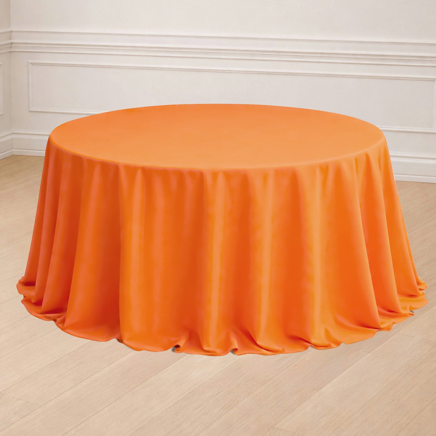 132" Orange Seamless Polyester Round Tablecloth