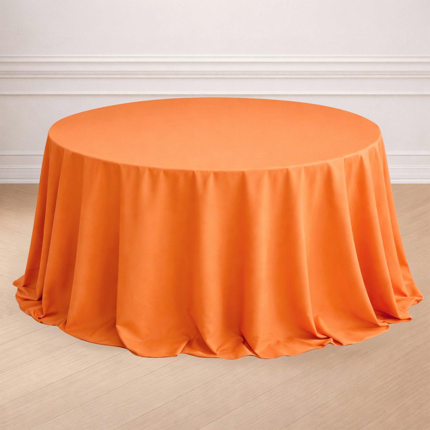 132" Orange Seamless Polyester Round Tablecloth