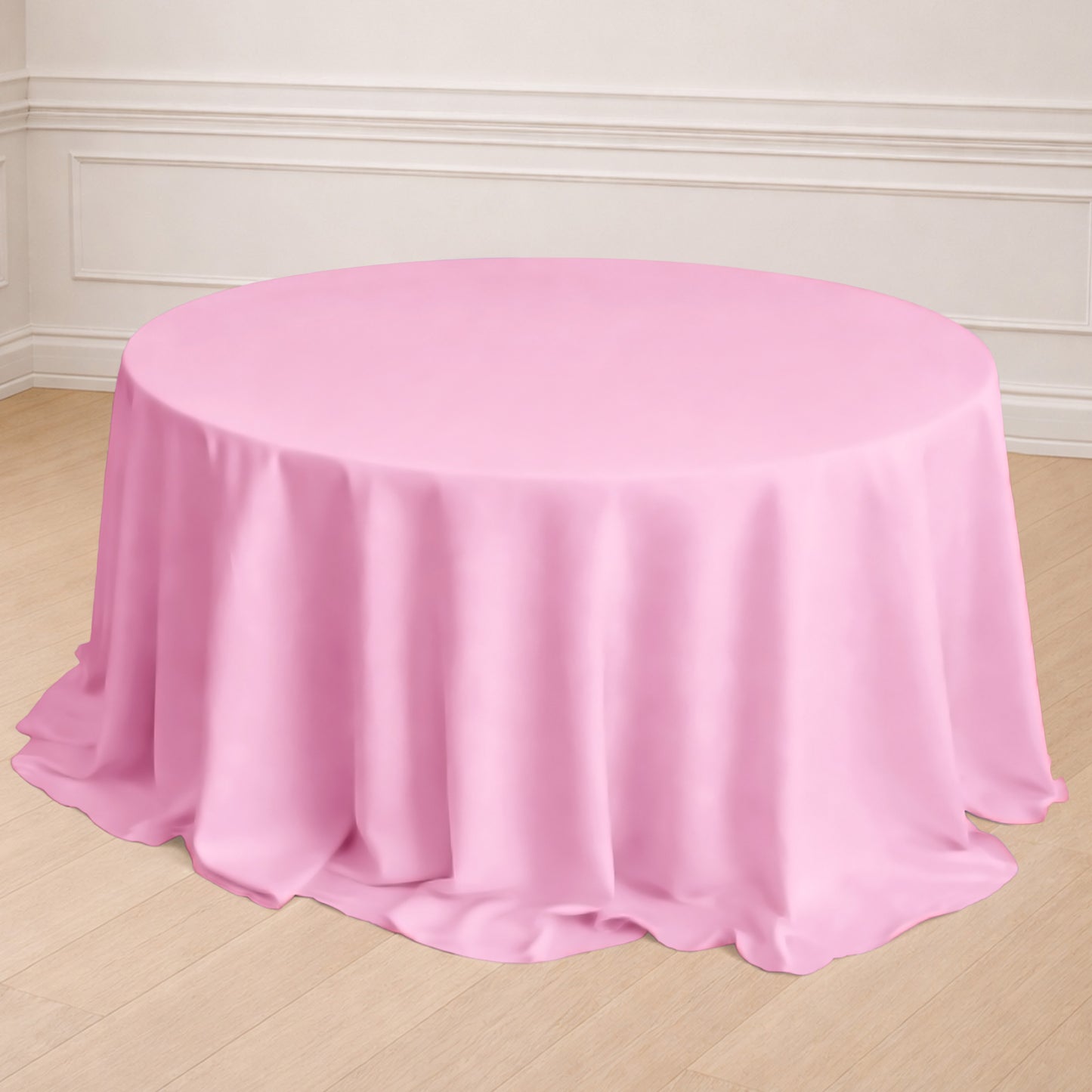 132" Pink Seamless Polyester Round Tablecloth