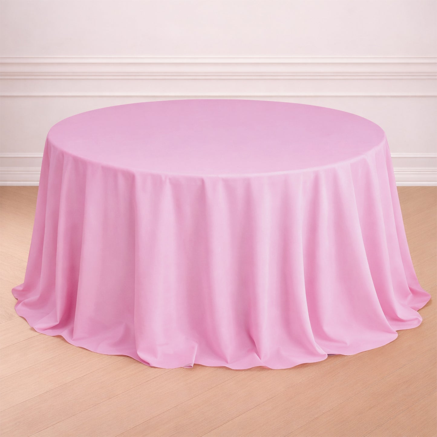 132" Pink Seamless Polyester Round Tablecloth