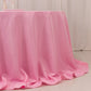 132" Pink Seamless Premium Polyester Round Tablecloth - 220GSM for 6 Foot Table With Floor-Length Drop