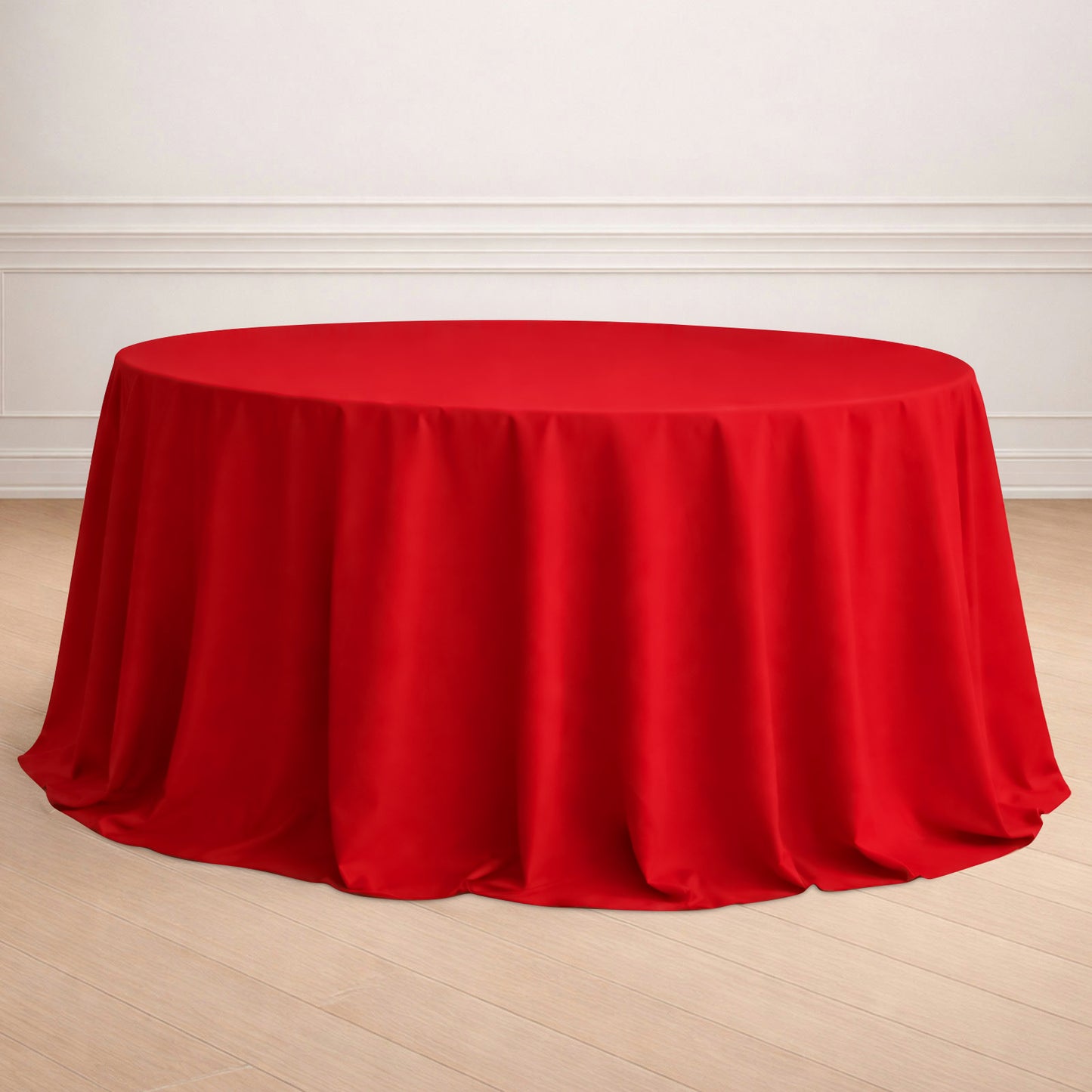 132" Red Seamless Polyester Round Tablecloth