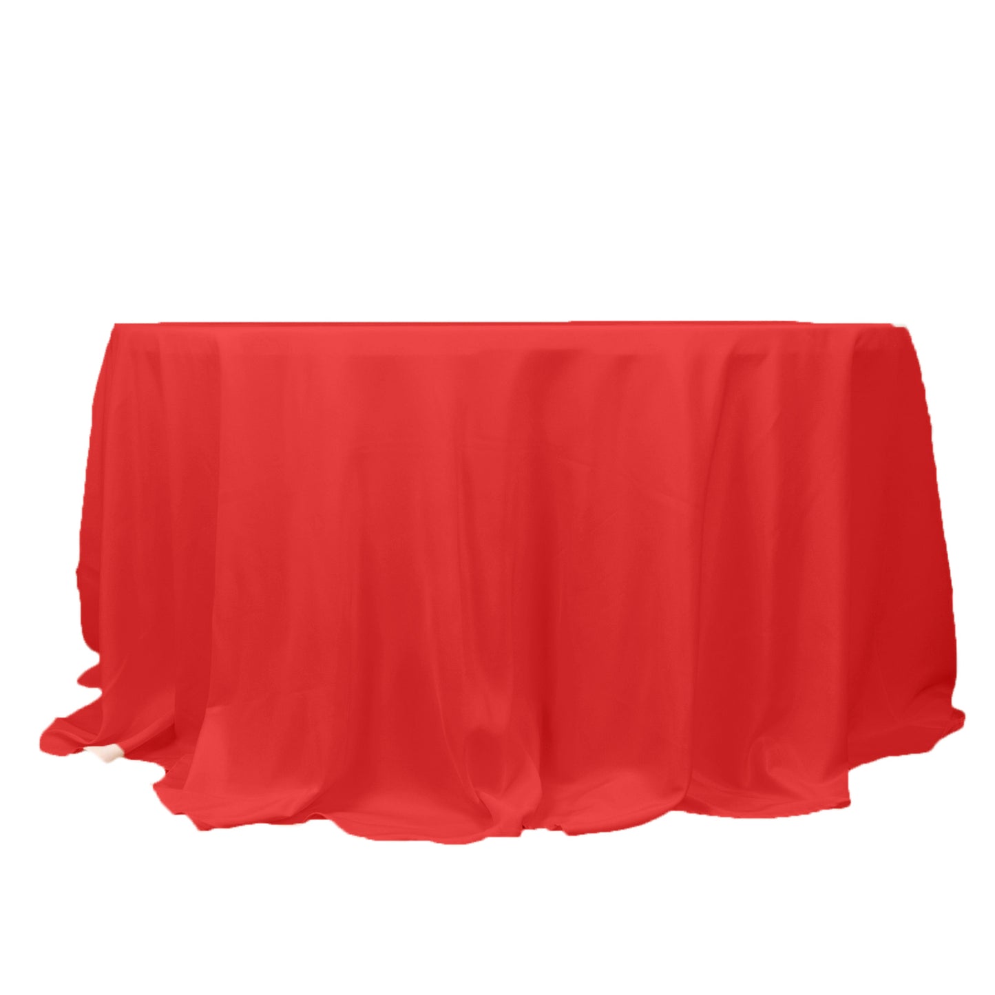 132" Red Seamless Premium Polyester Round Tablecloth - 220GSM