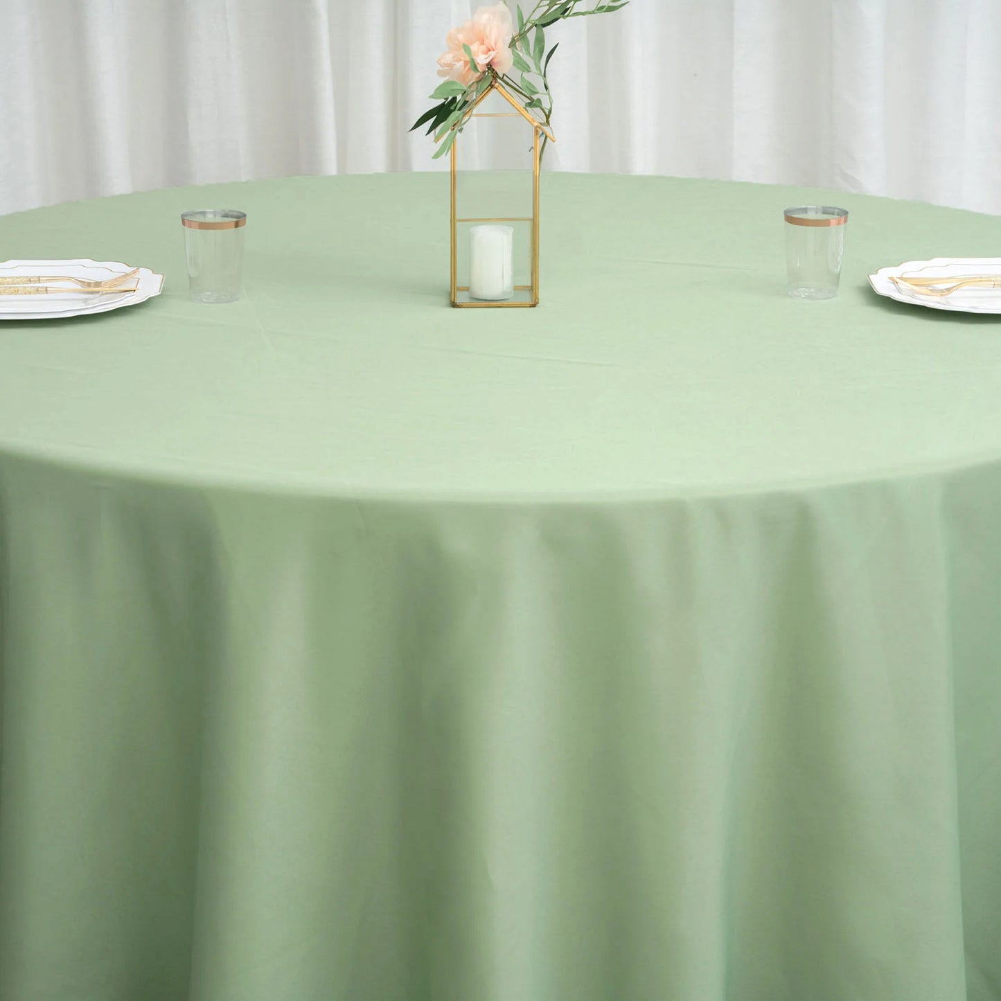 132" Sage Green Seamless Polyester Round Tablecloth