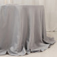 132" Silver Seamless Premium Polyester Round Tablecloth - 220GSM for 6 Foot Table With Floor-Length Drop
