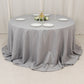 132" Silver Seamless Premium Polyester Round Tablecloth - 220GSM for 6 Foot Table With Floor-Length Drop