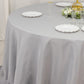 132" Silver Seamless Premium Polyester Round Tablecloth - 220GSM for 6 Foot Table With Floor-Length Drop
