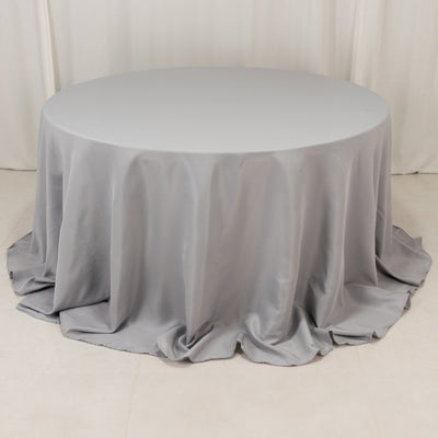 Seamless Silver Premium Polyester Round Tablecloth