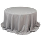 132" Silver Seamless Premium Polyester Round Tablecloth - 220GSM for 6 Foot Table With Floor-Length Drop