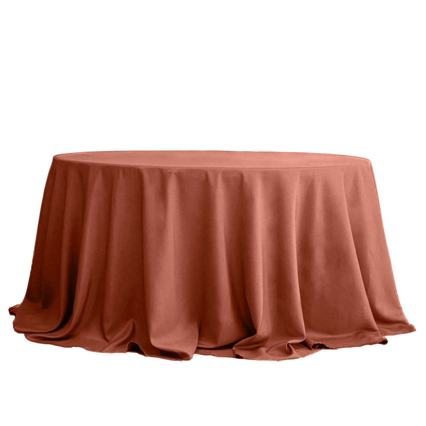 Seamless 132 Inch Polyester Round Tablecloth Terracotta 
