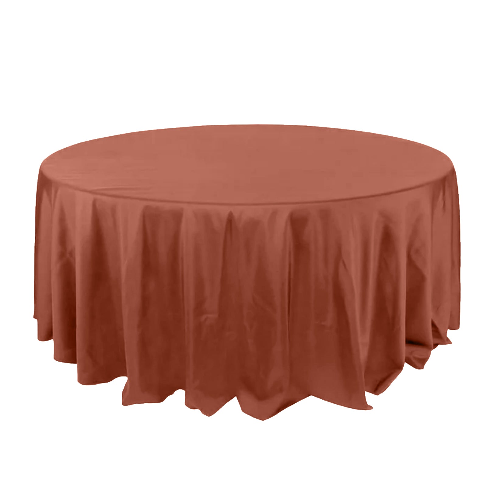 Terracotta Polyester Round Tablecloth 132 Inch No Seams
