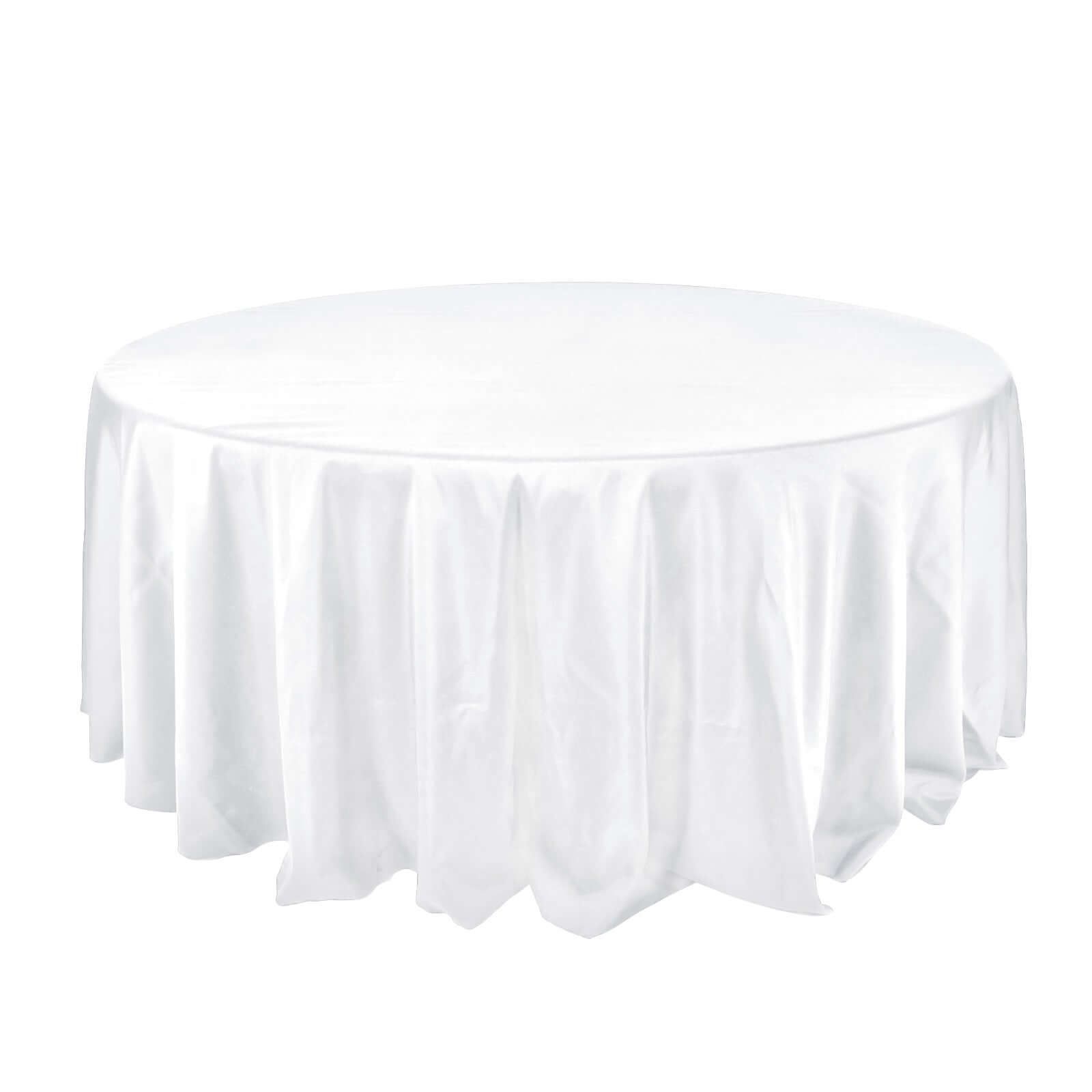 132Inch White Seamless Polyester Round Tablecloth