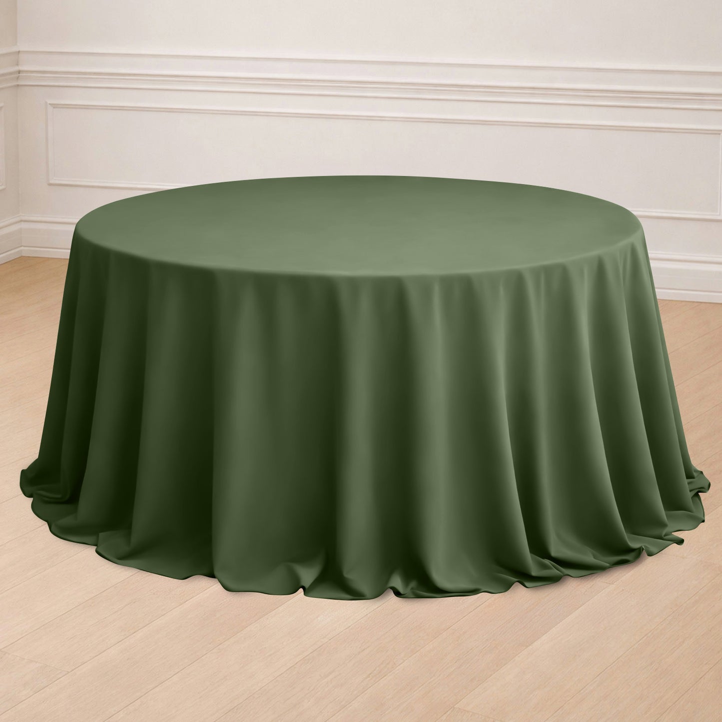 132" Olive Green Seamless Polyester Round Tablecloth