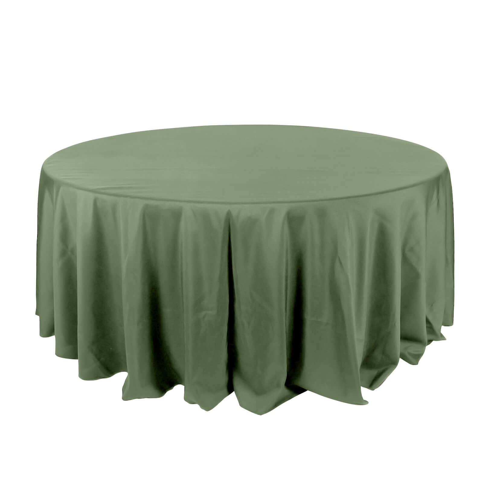 Polyester Olive Green Round Seamless Tablecloth 132 Inch