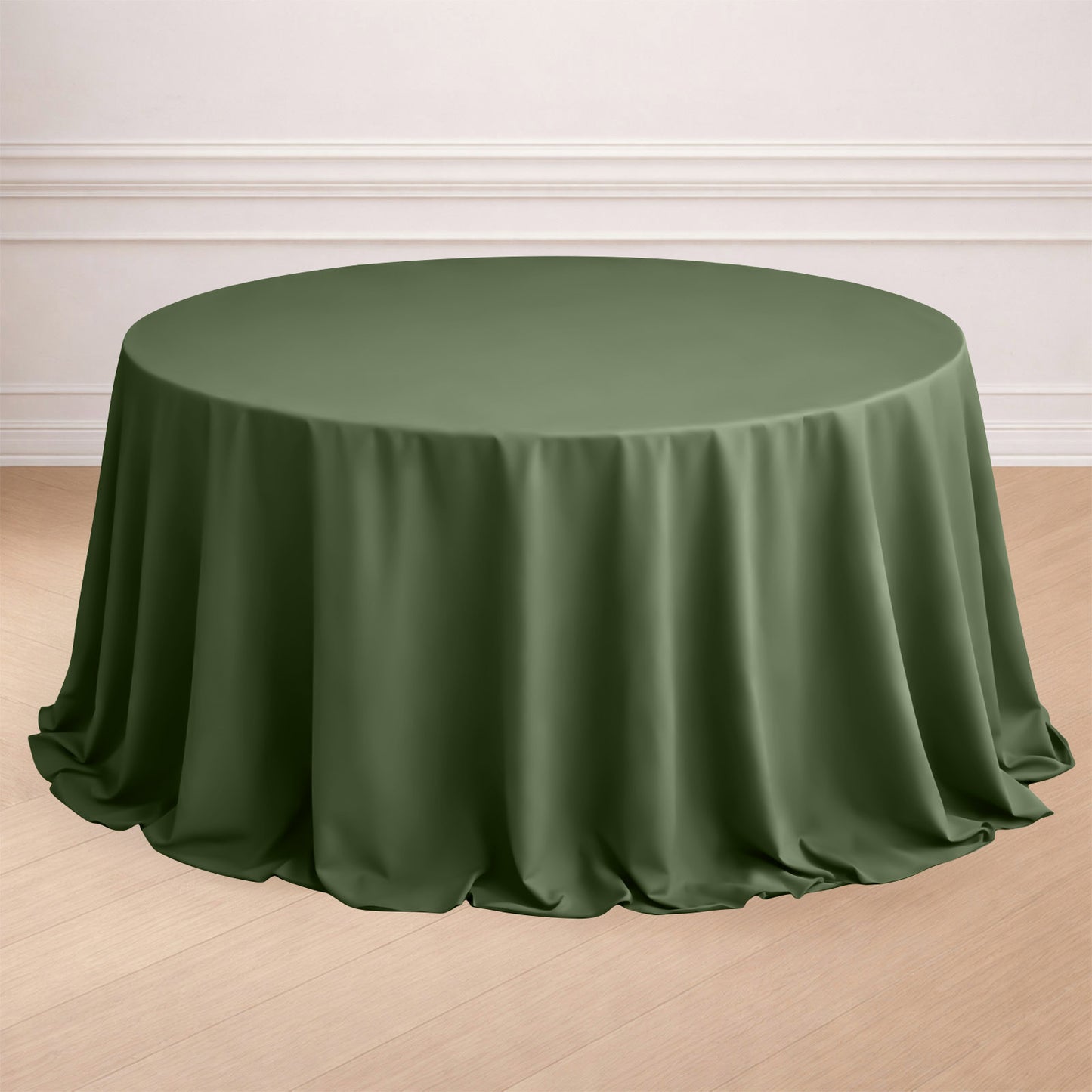 132" Olive Green Seamless Polyester Round Tablecloth