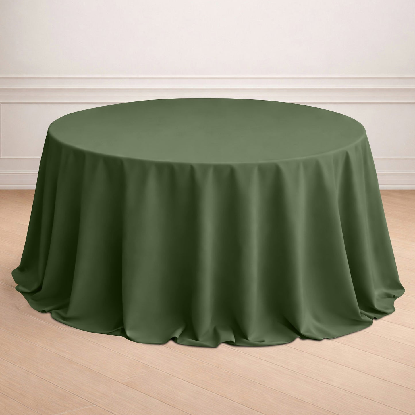 132" Olive Green Seamless Polyester Round Tablecloth