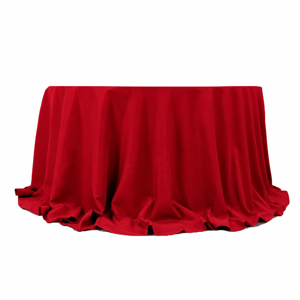 132" Wine Seamless Premium Polyester Round Tablecloth - 220GSM for 6 Foot Table With Floor-Length Dr