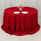 132" Wine Seamless Premium Polyester Round Tablecloth - 220GSM for 6 Foot Table With Floor-Length Dr