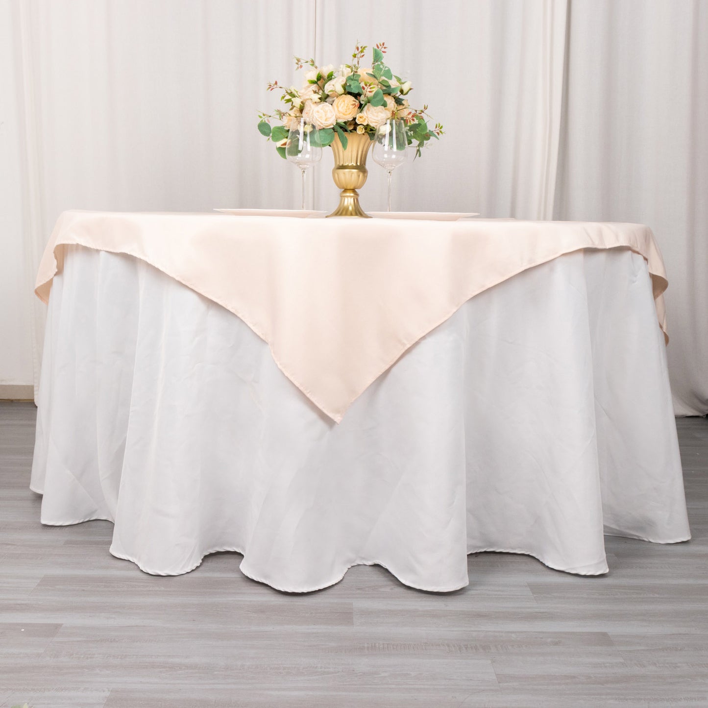 54" Blush Premium Polyester Square Table Overlay - 220GSM