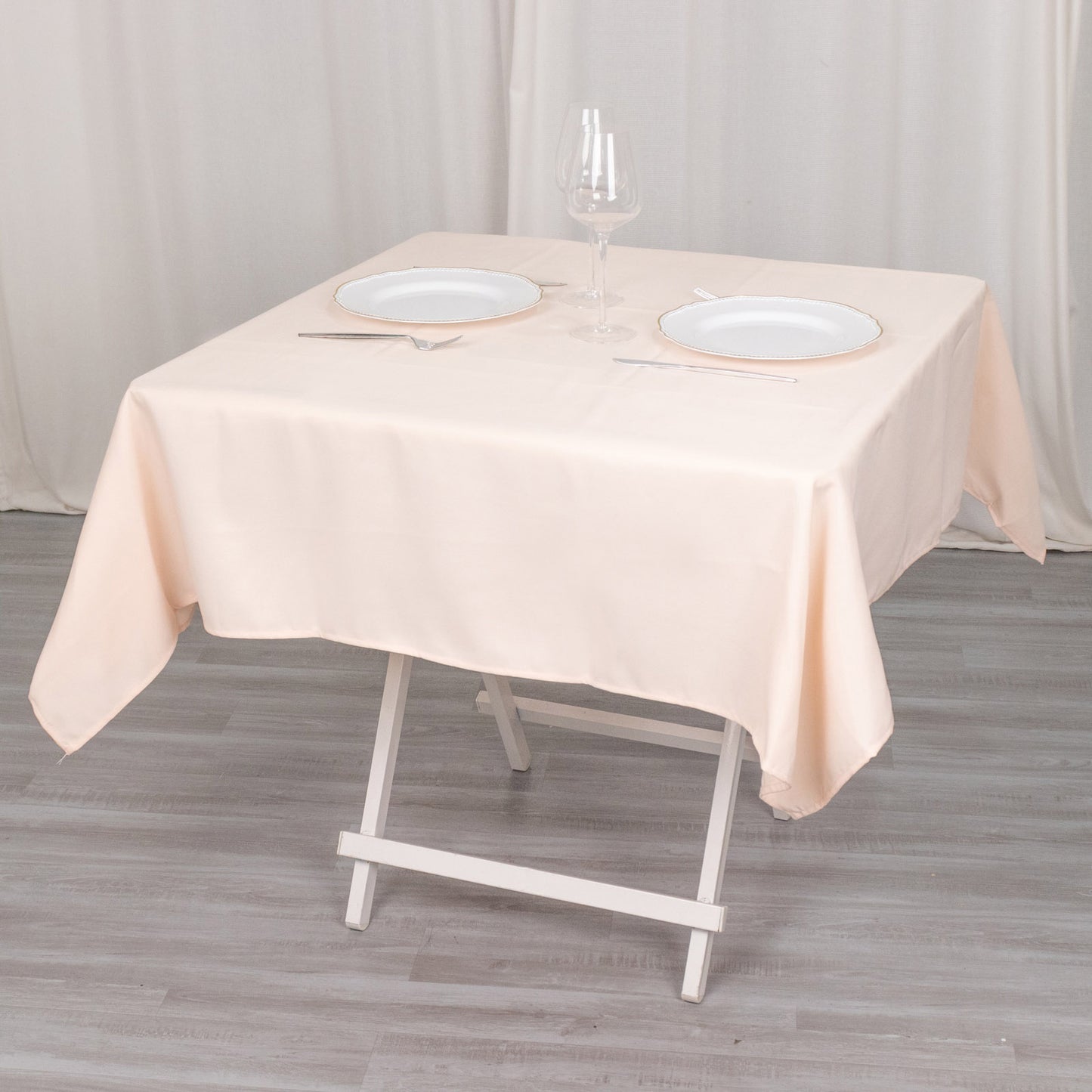 54" Blush Premium Polyester Square Table Overlay - 220GSM