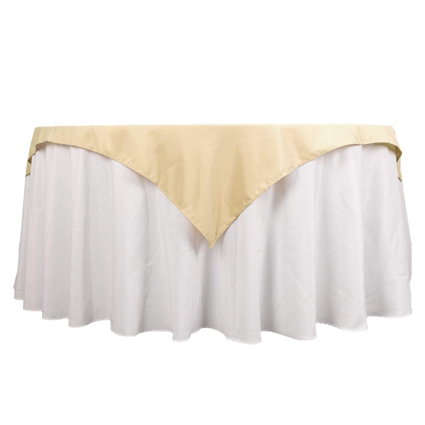 54" Beige Premium Polyester Square Table Overlay - 220GSM