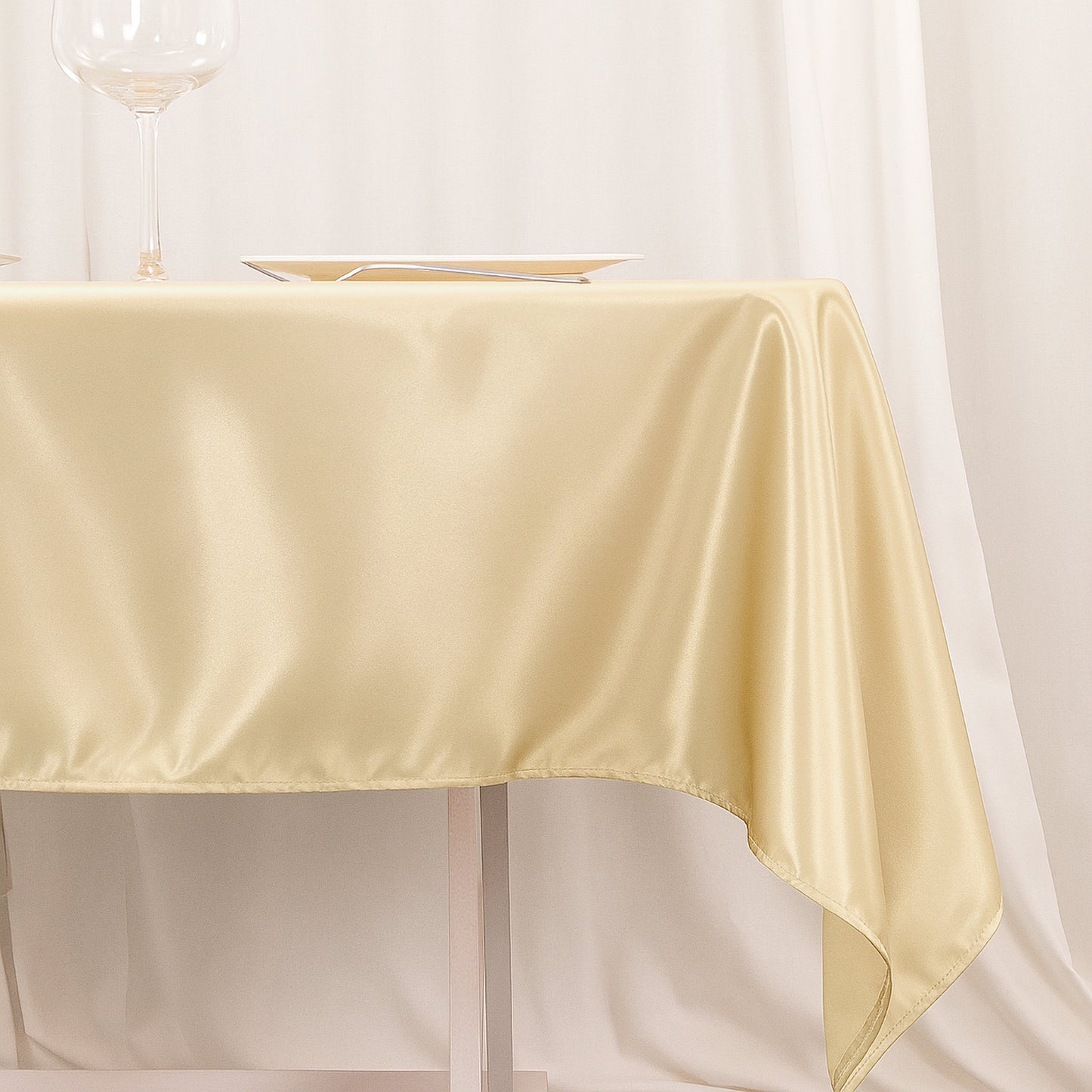 54" Beige Premium Polyester Square Tablecloth - 220GSM