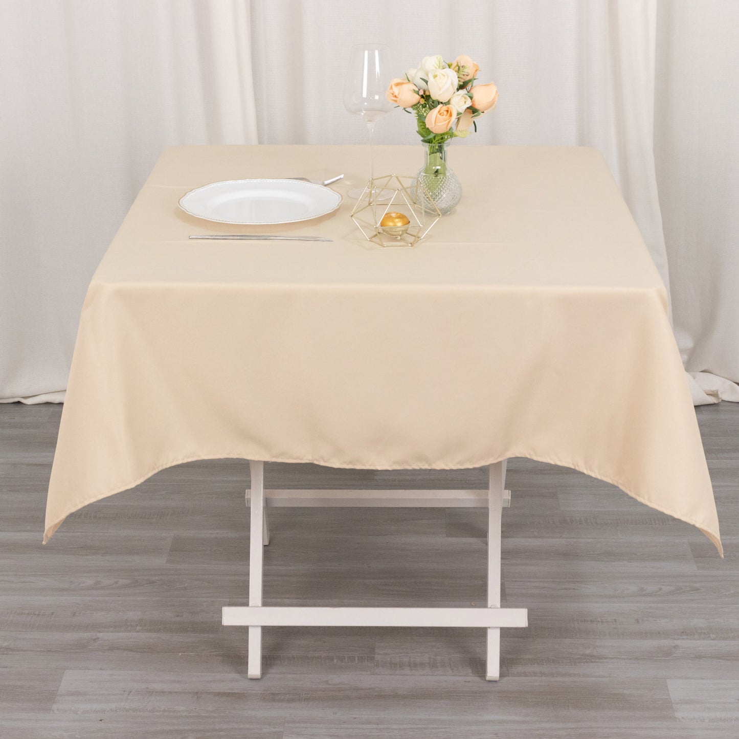 54" Beige Premium Polyester Square Tablecloth - 220GSM