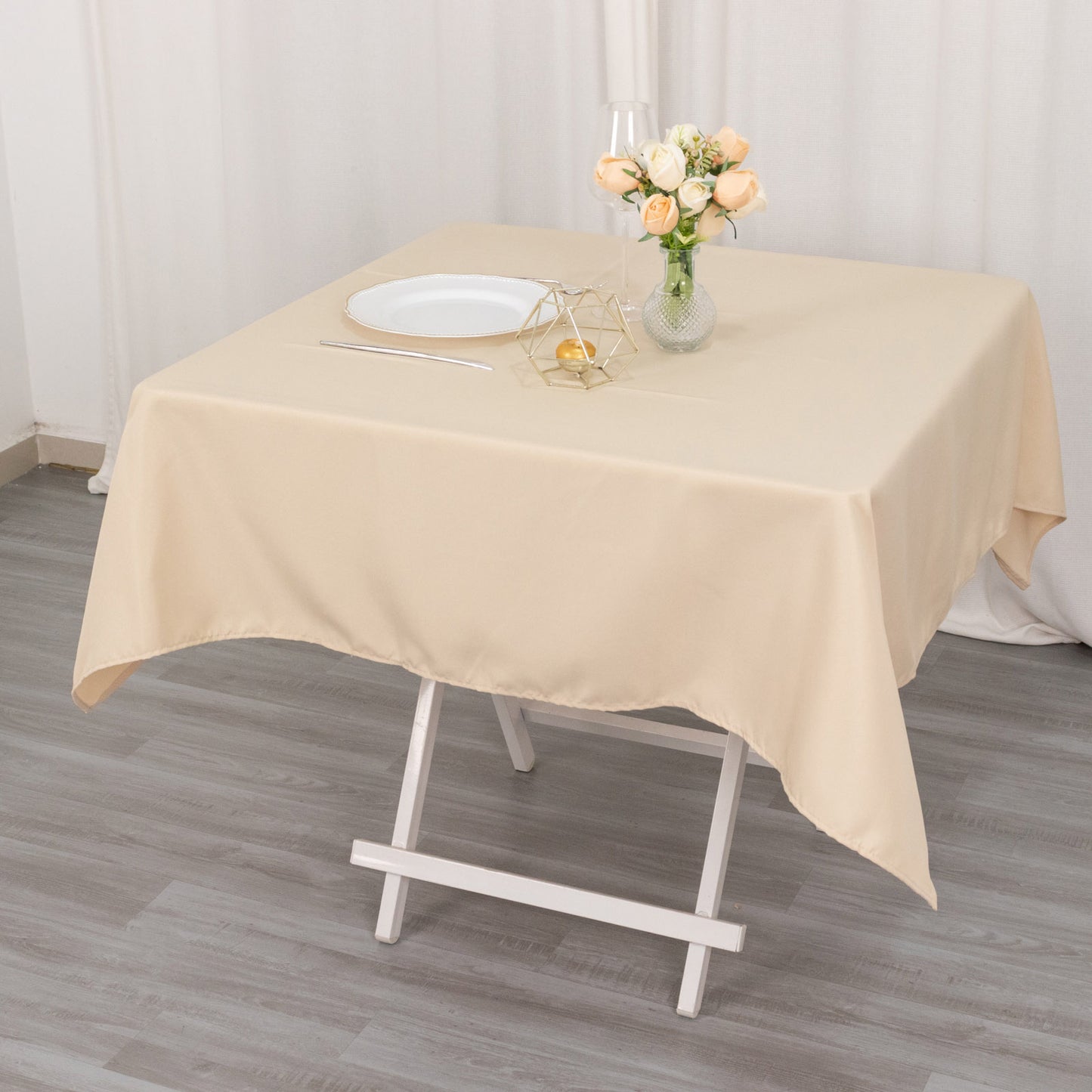 54" Beige Premium Polyester Square Tablecloth - 220GSM