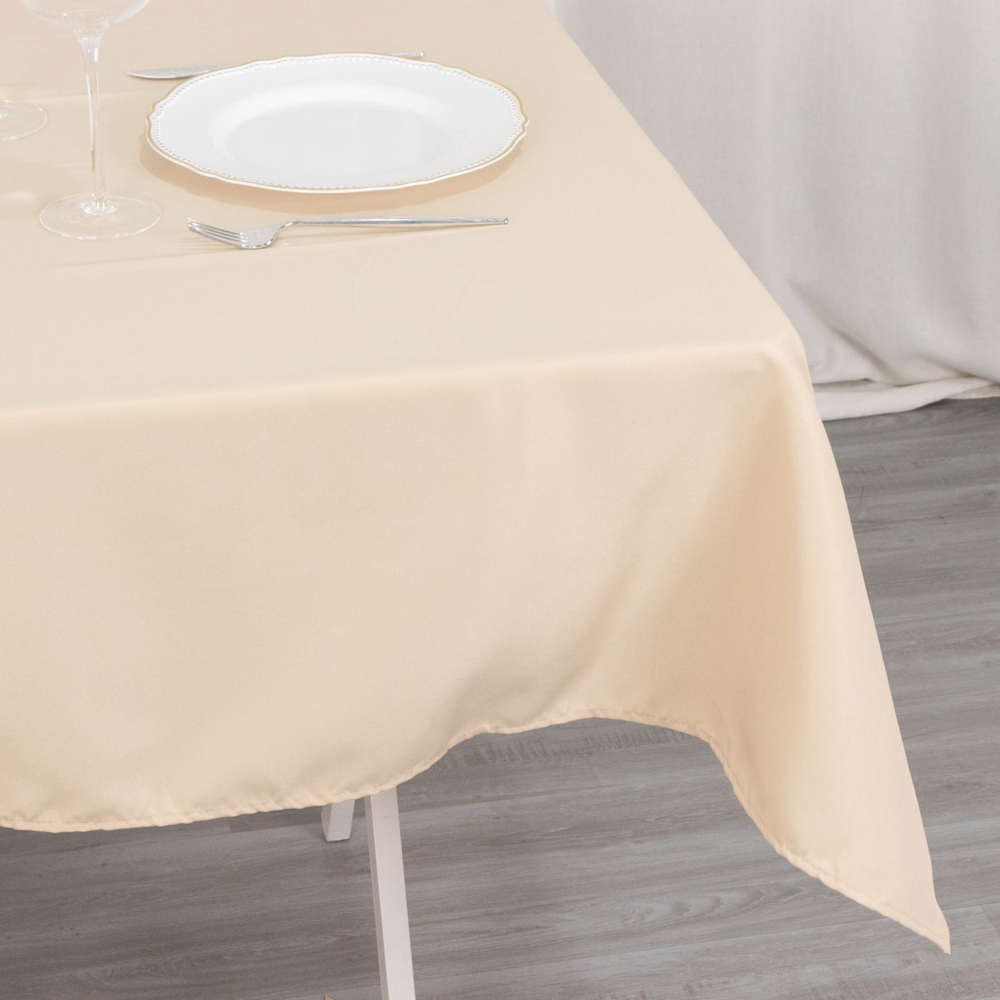 54" Beige Premium Polyester Square Tablecloth - 220GSM