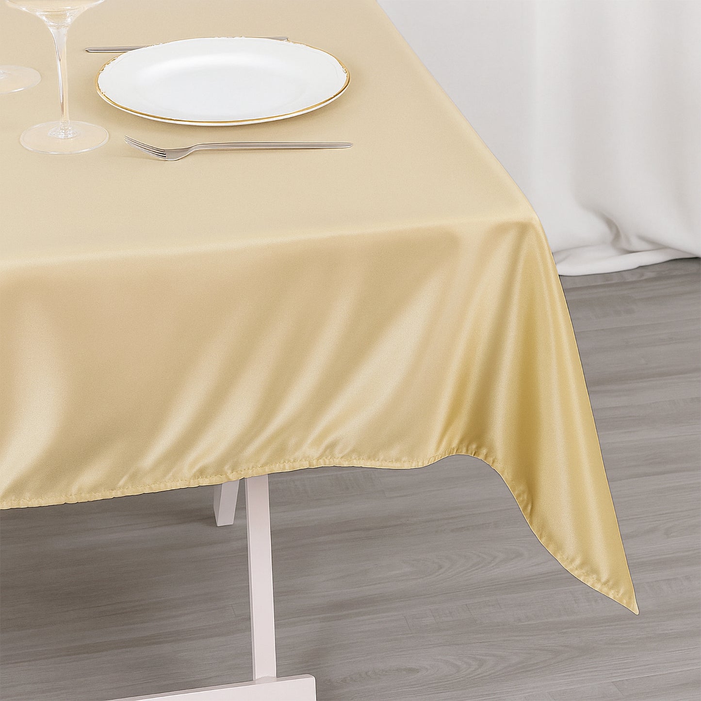 54" Beige Premium Polyester Square Tablecloth - 220GSM