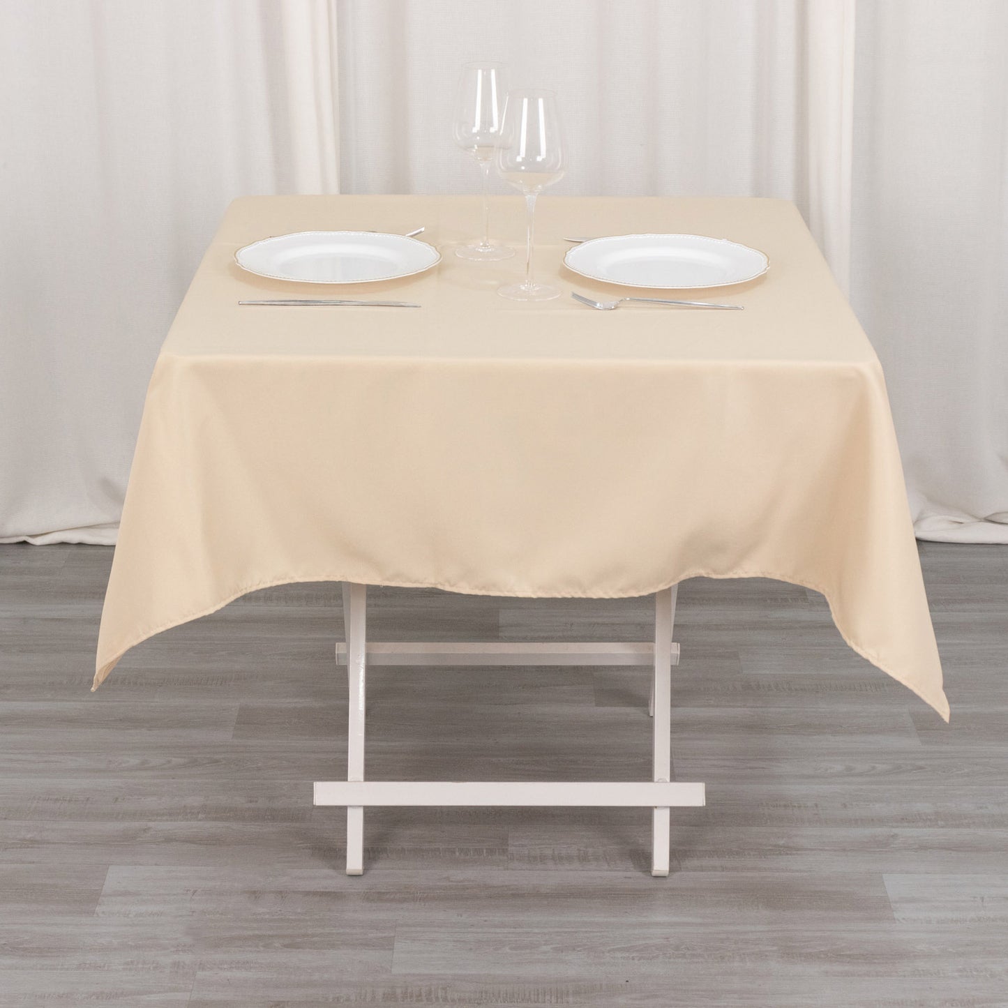 54" Beige Premium Polyester Square Tablecloth - 220GSM