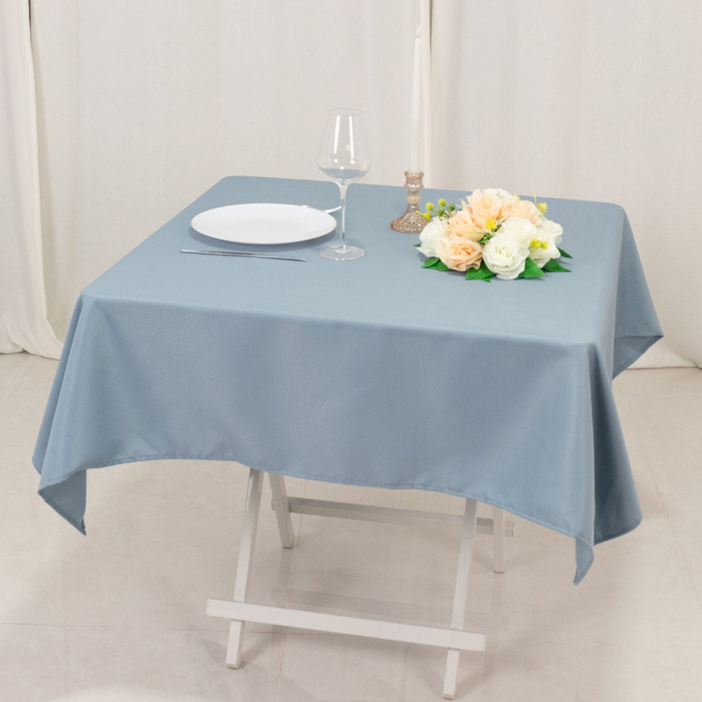 54"x54" Dusty Blue Premium Polyester Square Tablecloth - 220GSM