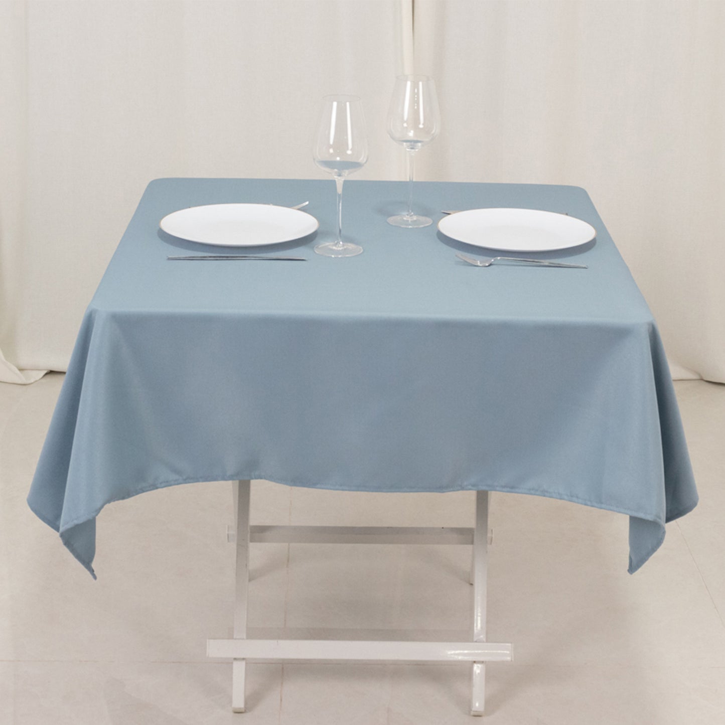 54"x54" Dusty Blue Premium Polyester Square Tablecloth - 220GSM