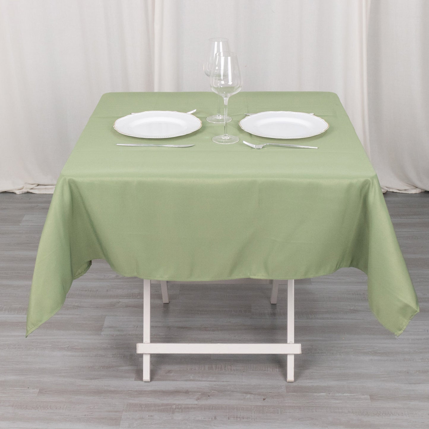 54" Dusty Sage Green Premium Polyester Square Tablecloth - 220GSM