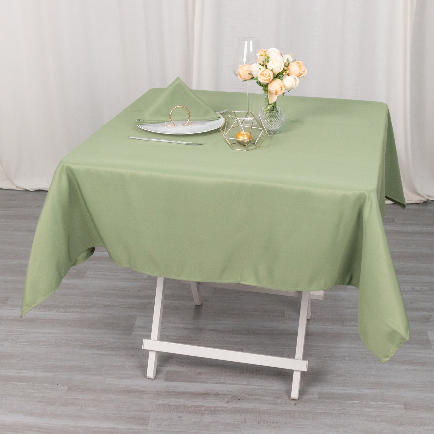 54" Dusty Sage Green Premium Polyester Square Tablecloth - 220GSM