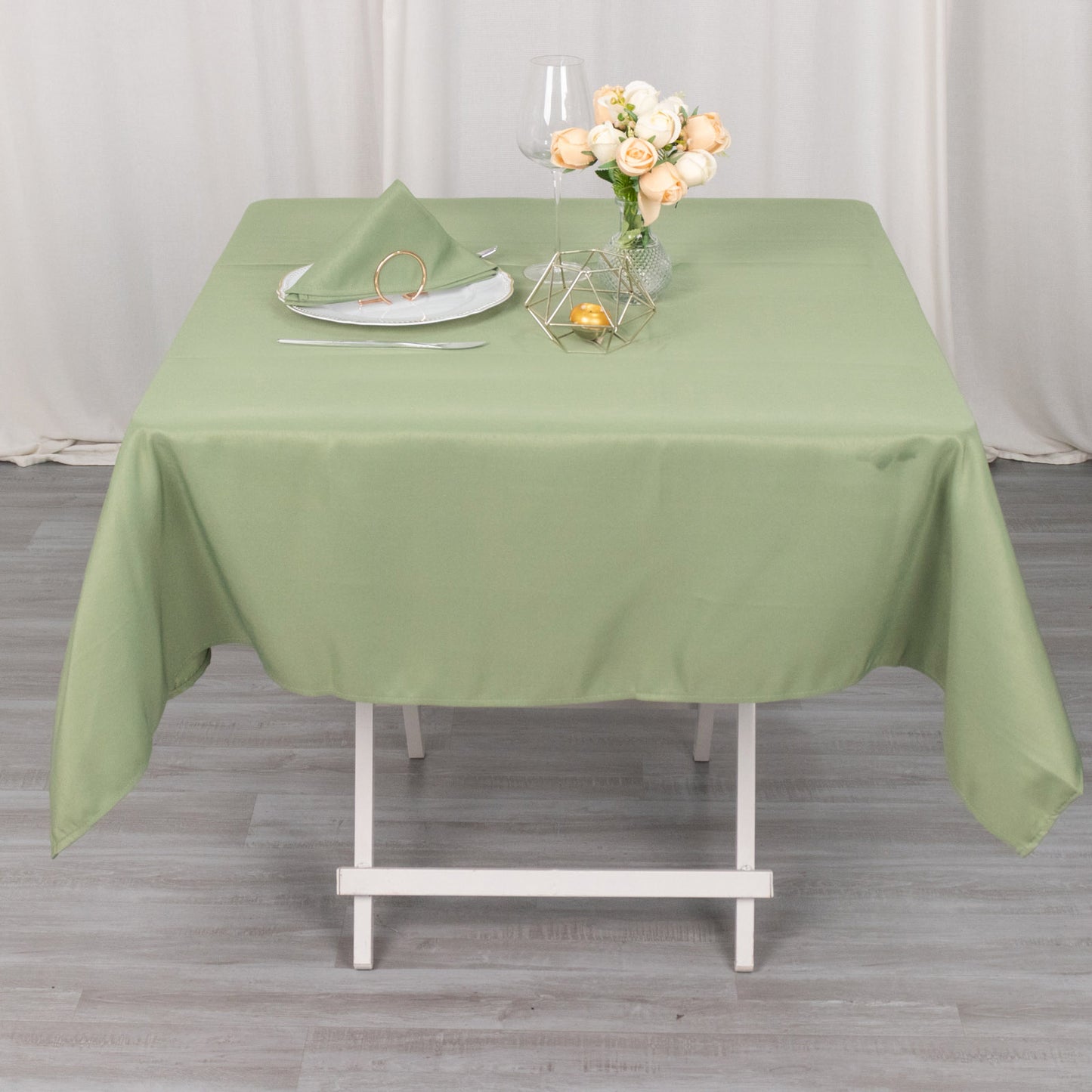 54" Dusty Sage Green Premium Polyester Square Tablecloth - 220GSM