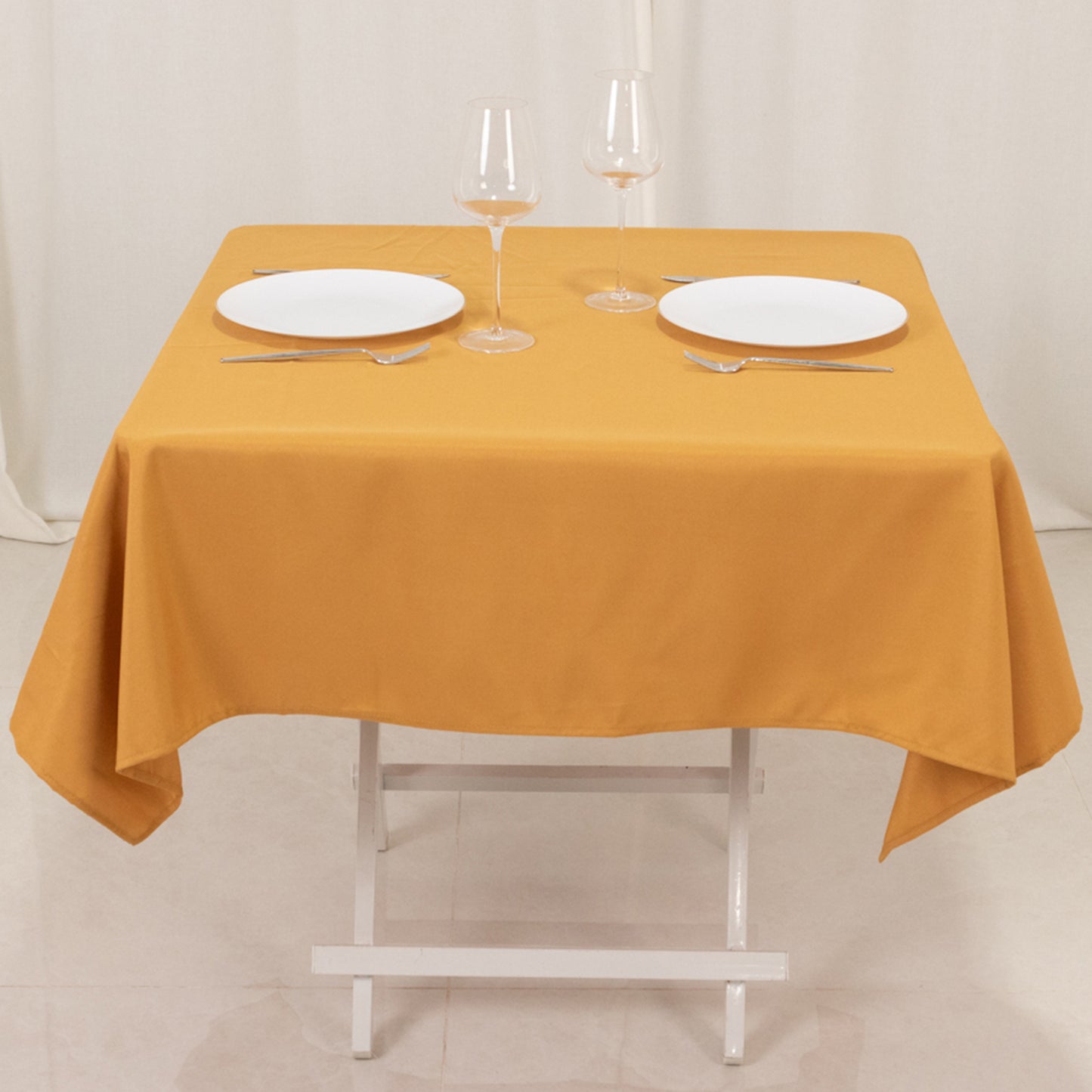 54"x54" Gold Premium Polyester Square Tablecloth - 220GSM