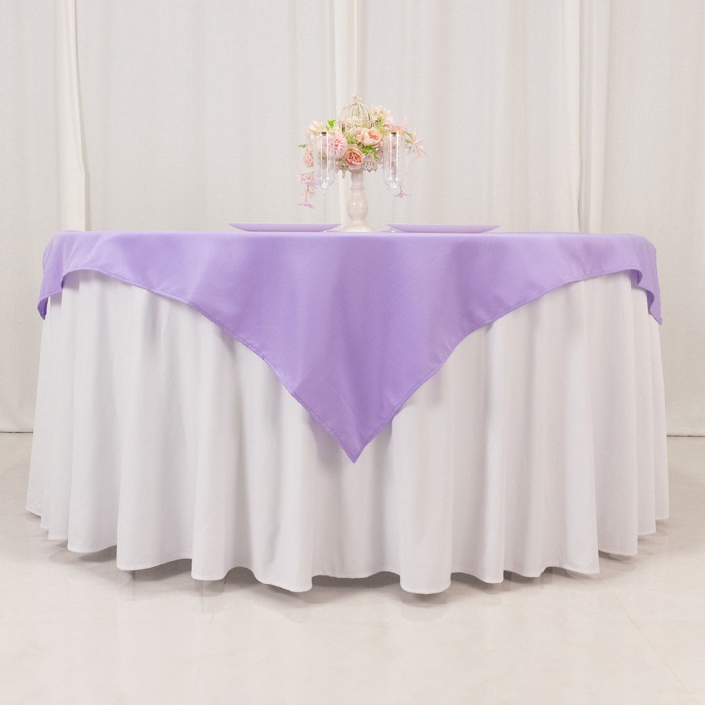 54"x54" Lavender Lilac Premium Polyester Square Table Overlay - 220GSM