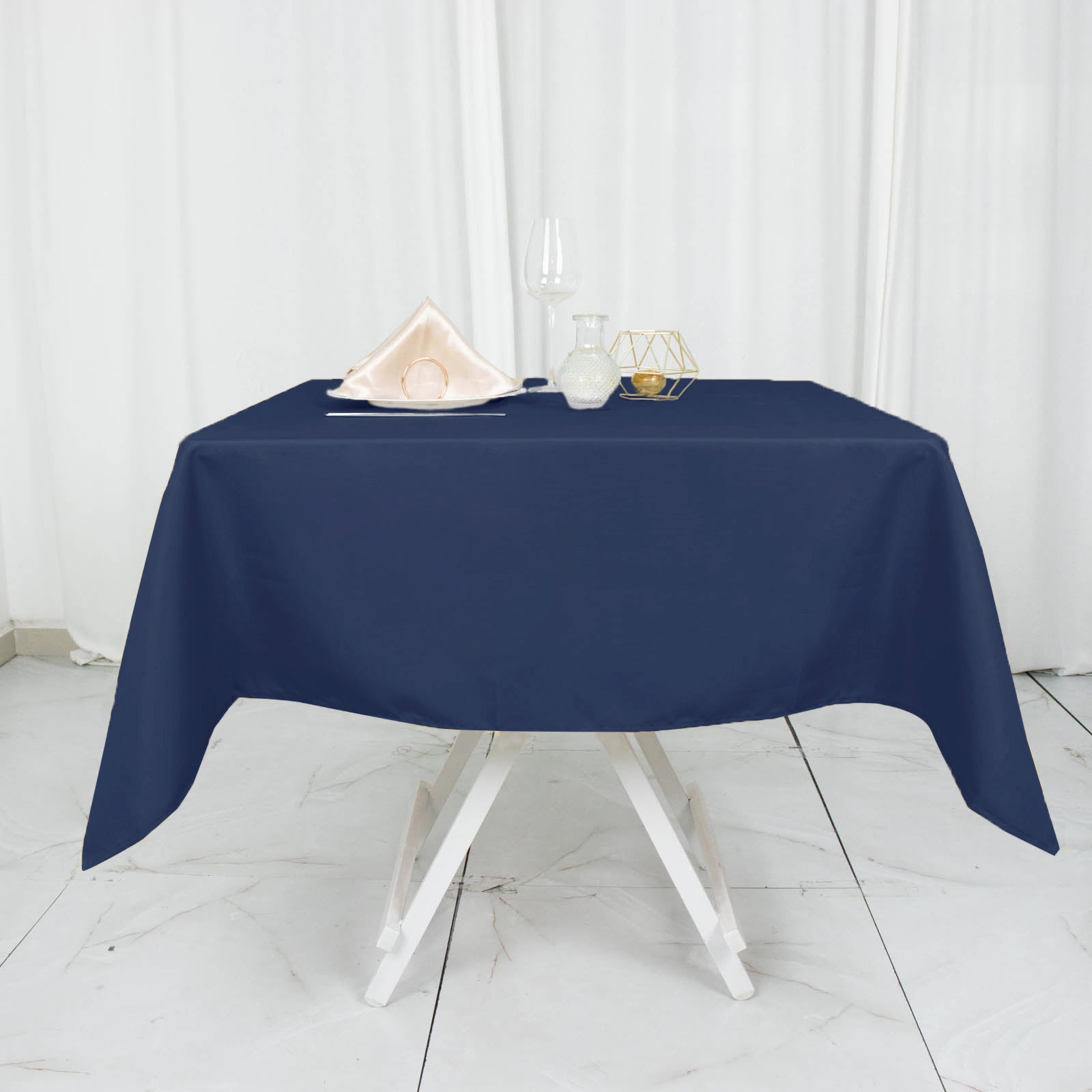 54inch Navy Blue 200 GSM Seamless Premium Polyester Square Tablecloth