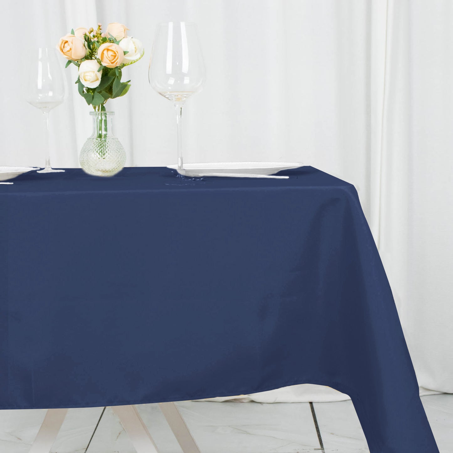 54" Navy Blue Premium Polyester Square Tablecloth - 220GSM