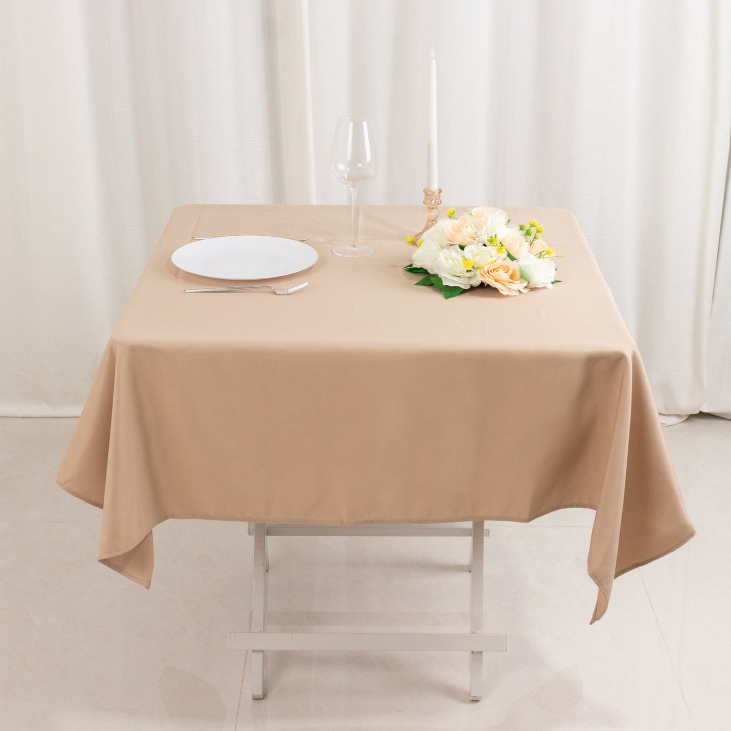 54"x54" Nude Premium Polyester Square Tablecloth - 220GSM