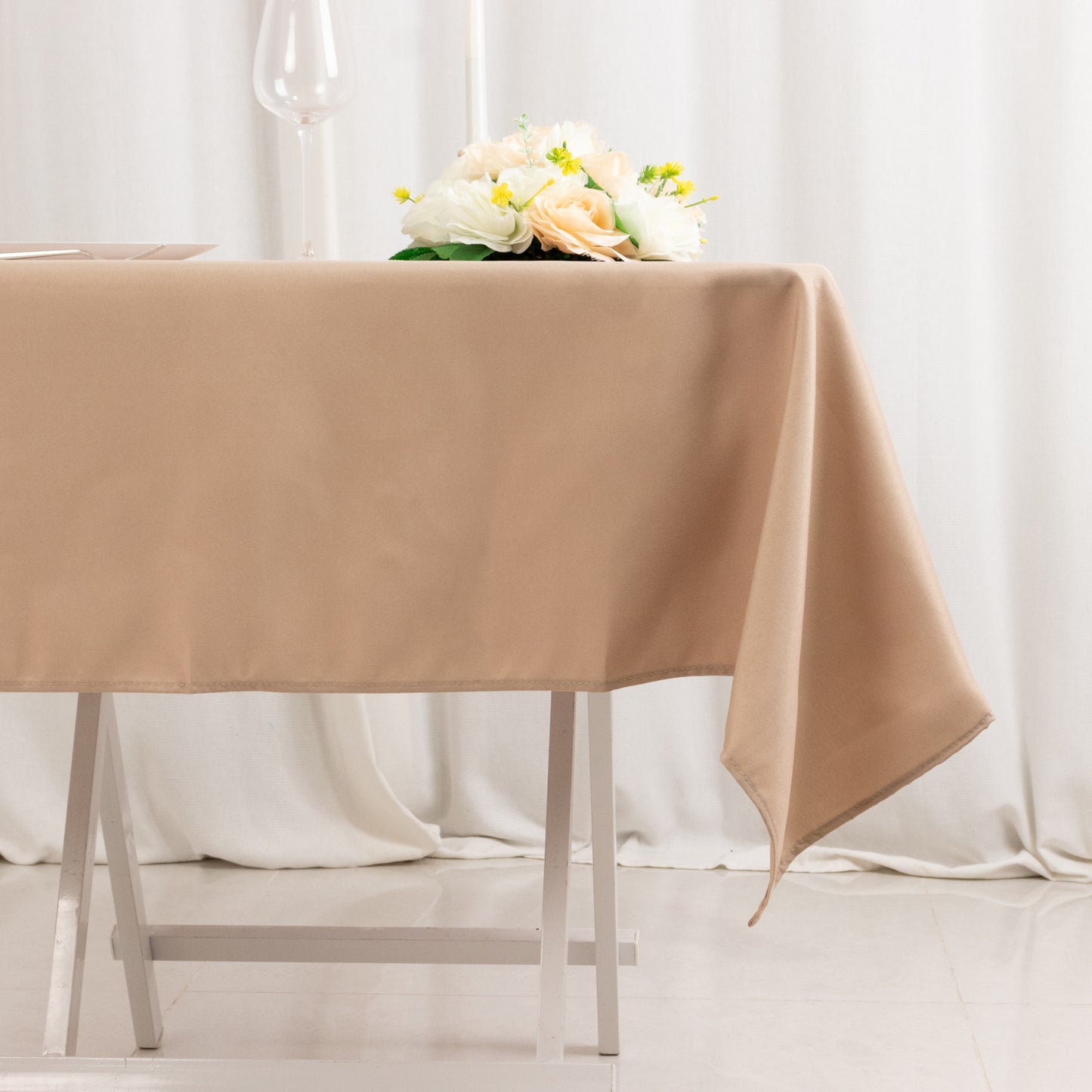 54"x54" Nude Premium Polyester Square Tablecloth - 220GSM