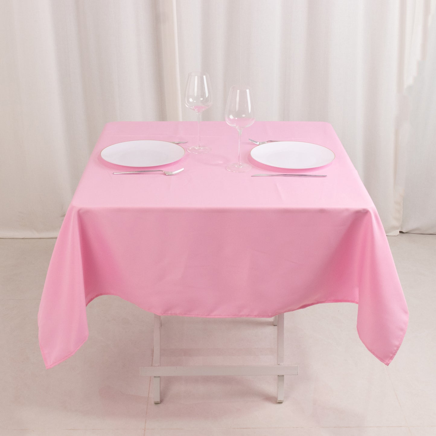 54"x54" Pink Premium Polyester Square Tablecloth - 220GSM