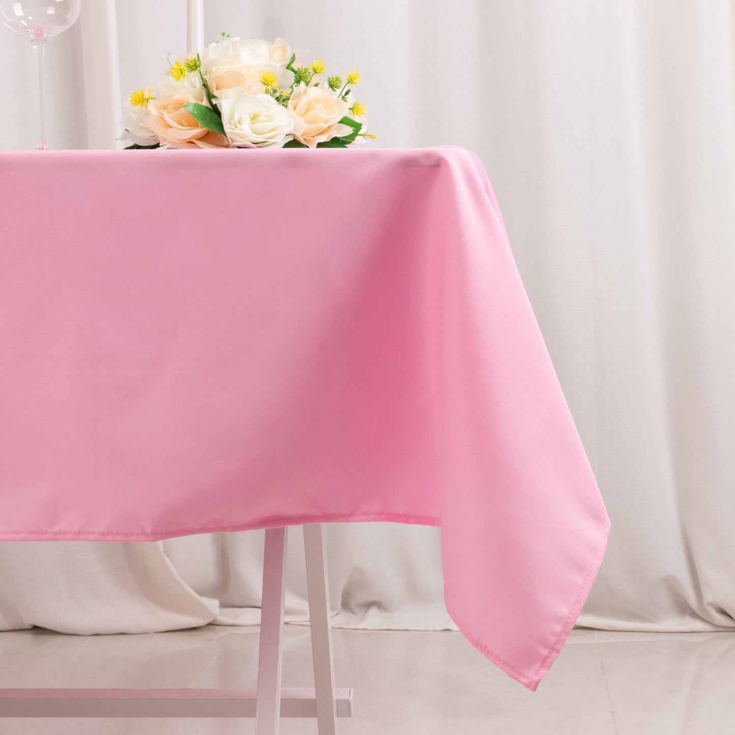 54"x54" Pink Premium Polyester Square Tablecloth - 220GSM