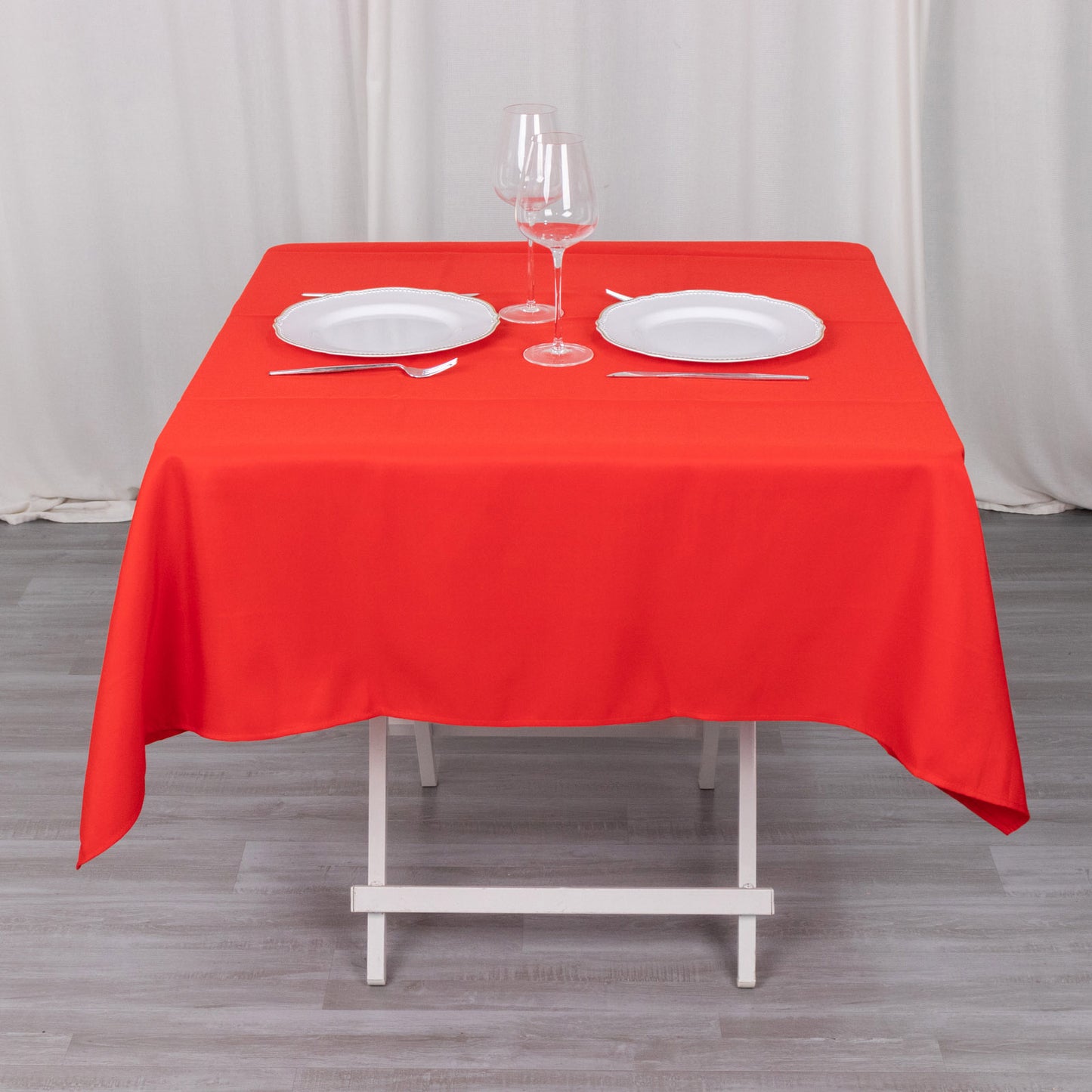 54" Red Premium Polyester Square Tablecloth - 220GSM