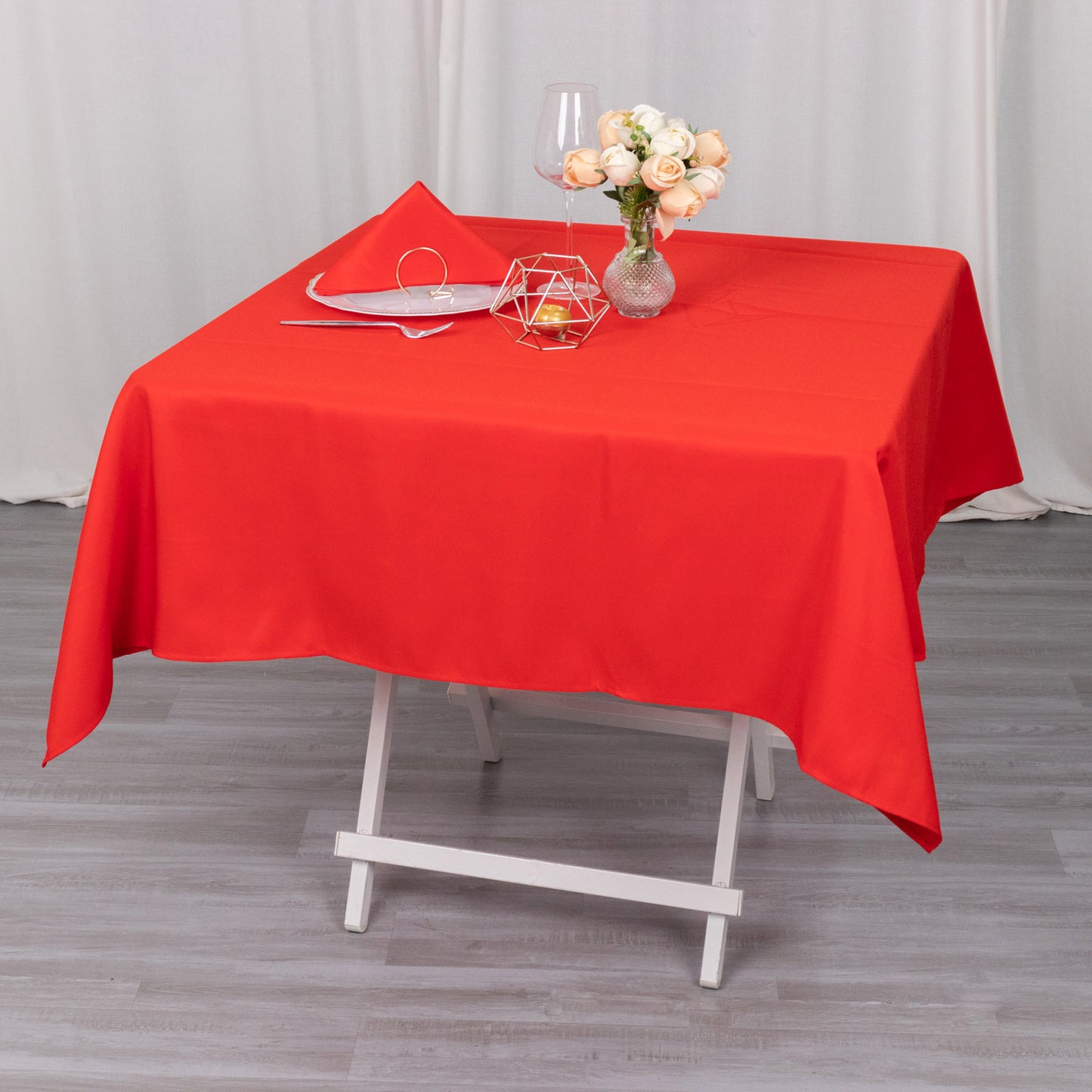 54" Red Premium Polyester Square Tablecloth - 220GSM