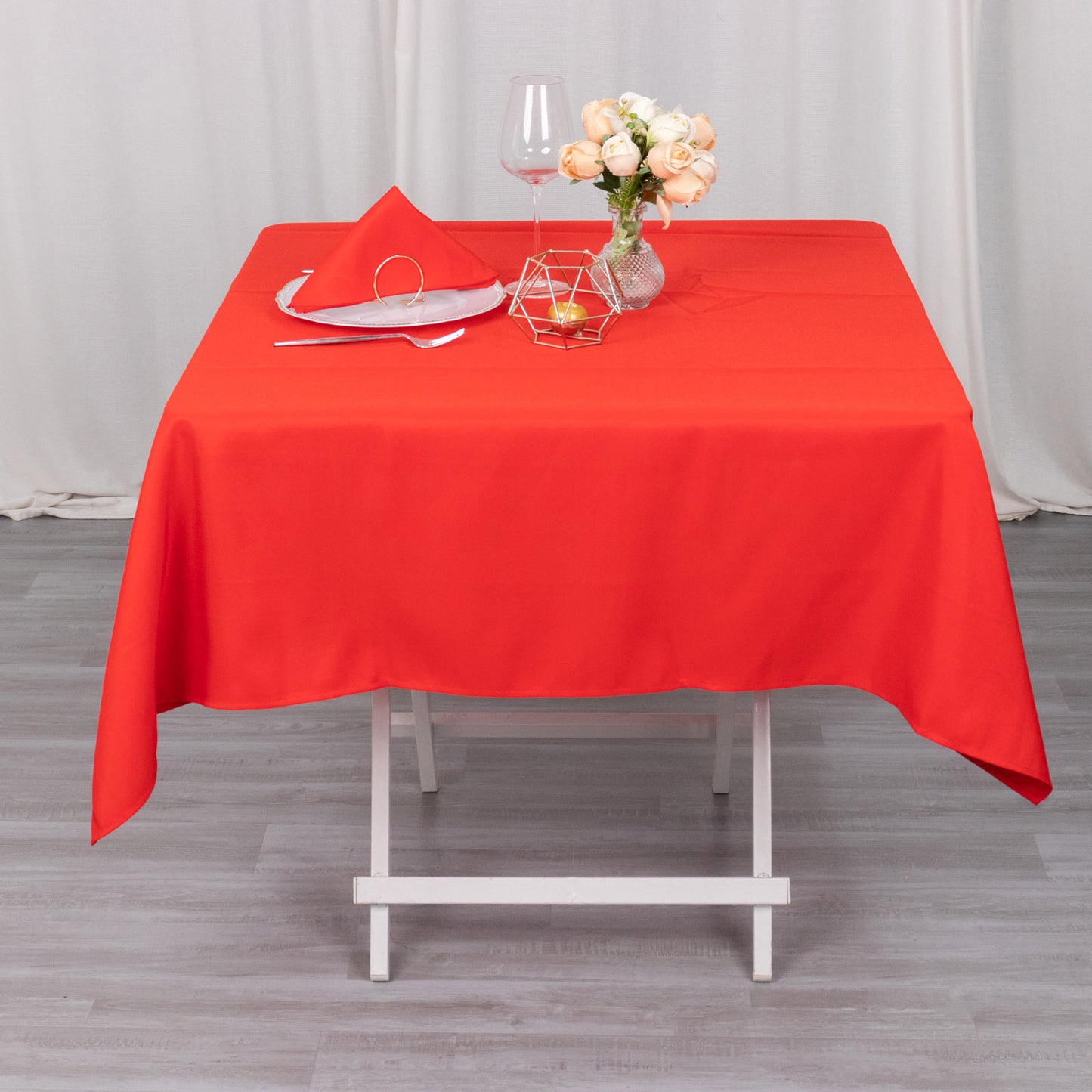 54" Red Premium Polyester Square Tablecloth - 220GSM