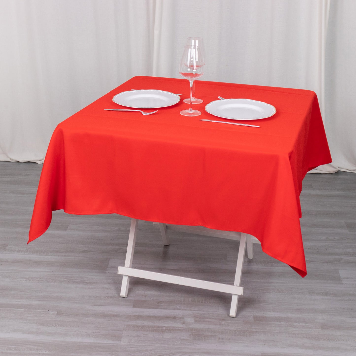 54" Red Premium Polyester Square Tablecloth - 220GSM